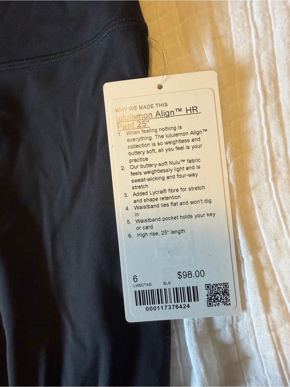 NWT lululemon Align™ High-Rise Pant 25" Black size 6 - Picture 4 of 7